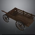 Old Style Wooden Cart With Spoked Wheels And Wooden Rail Platform
