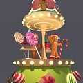Colorful Decorated Christmas Tree With Gifts Candies Stars Cloud Patterns And Festive Design