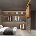 Modern Hotel Guest Room With Twin Beds Lattice Partition Gray Tones And Natural Light