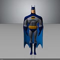 Batman Superhero Character in Blue Gray Costume With Yellow Belt and Blue Cape