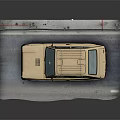 Beige Vintage Car For Sale Parked By Guardrail In Snowy Area With Sign