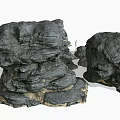 Natural Wood and Black Stone Materials with Rough Surface and Various Sizes 3d model