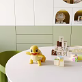 Kids Room Interior With Green White Cabinets Round Window Mushroom Playhouse And Toy Car