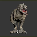 Realistic Tyrannosaurus Rex Dinosaur Model With Open Mouth And Detailed Skin Texture