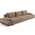 Brown Three Seater Sofa With Modern Design Armrests And Soft Cushions 3d model