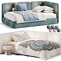 Modern Soft Upholstered Kids Bed With Cozy Bedding Sets And Diverse Premium Fabric Swatches
