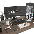 Modern Desktop Computer Curved Screen Display Computer Host Office Supplies Digital Products 3d model