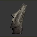Artistic Stone and Wood Carved Sculpture Human Head Shape with Detailed Facial Features