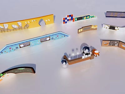 Diverse Feature Wall Designs With Creative Patterns And Colorful Decorations 3d model