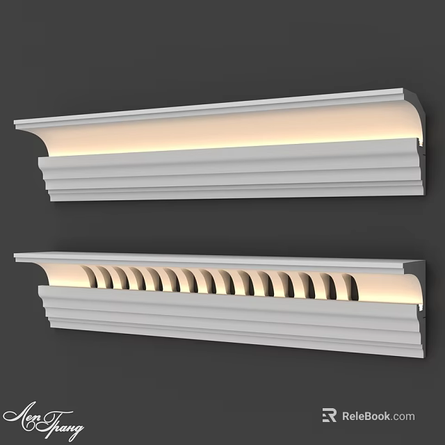 White Architectural Decorative Components With LED Lighting And Grooved Details 3d model 
