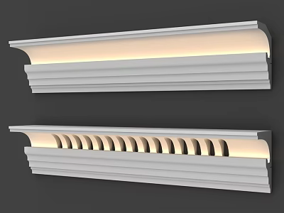 White Architectural Decorative Components With LED Lighting And Grooved Details 3d model
