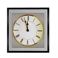 Square Wall Clock With Black Frame Gold Trim White Dial And Roman Numerals