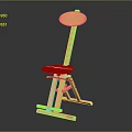 Unique Design Wooden Stool With Round Seat Round Backrest And Ladder Like Structure
