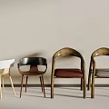 Modern Single Chairs Featuring Various Designs Different Colors And Upholstered Seats 3d model