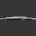 Detailed 3D Terrain Model With Undulated Surface Texture Mountainous Regions And Flat Areas