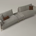 Modern Light Gray Fabric Sofa Set With Gold Metal Legs And Accent Cushions