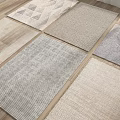 Neutral Textured Square Rugs With Geometric Patterns And Soft Tones For Home Decor 3d model