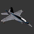 Gray Fighter Jet Model With Blue Stripes Cockpit And Landing Gear