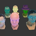 Collection Of Men's Head Models With Diverse Hairstyles And Facial Features