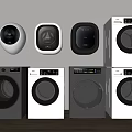 Modern Wall Mounted and Front Loading Washing Machines in White and Gray Design