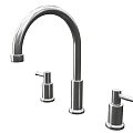 Modern Stainless Steel Kitchen Faucet With Curved Spout And Soap Dispenser