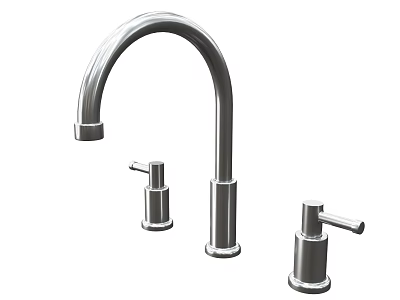 Modern Stainless Steel Kitchen Faucet With Curved Spout And Soap Dispenser 3d model