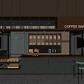 Modern Elegant Coffee Shop Interior With Bar Counter Coffee Beans And Green Stools