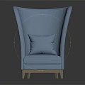 Modern Blue Armchair with Comfortable Pillow and Stylish Wooden Legs Design