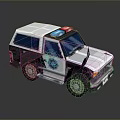 Pixel Art Ambulance Vehicle In SUV Style With Emergency Lights And Details