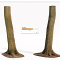 Natural Wood Tree Trunks with Stones at Base for Decorative Landscaping Use