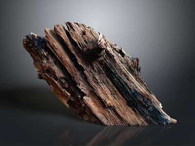 Weathered Plant Tree Trunk With Natural Texture Brown Blue Colors On Gray Background Reflection 3d model