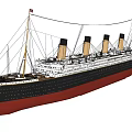 Titanic Style Ship Sailing On Calm Ocean 3d model
