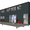 Black Mobile Car Home With Large Windows Red Wheels And Wooden Platform