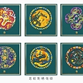 New Chinese Style National Tide Traditional Dragon and Phoenix Crane Pattern Clothing Decorative Embroidery Printed Dragon Robe Embroidery Pattern Decorative Pendant 3d model