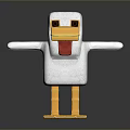 Plush Block 3D Duck Model With White Body Yellow Beak Red Detail And Yellow Feet