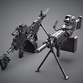 Modern Military Machine Guns With Tripod Mounts And Tactical Scopes 3d model
