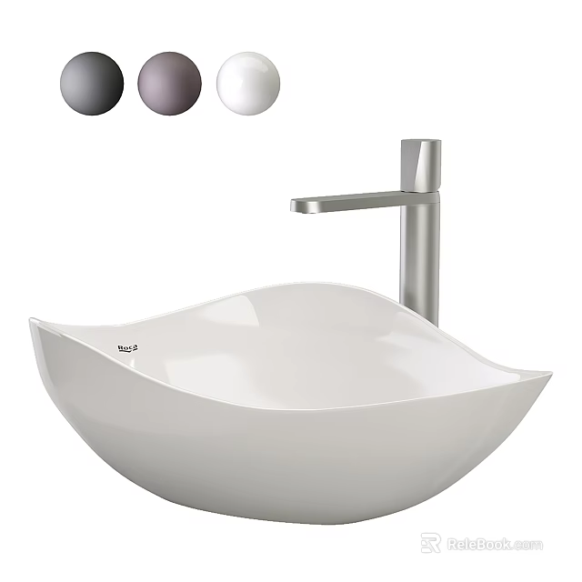 Modern White Washbasin Design with Silver Faucet Three Color Options Gray Dark Gray White 3d model 