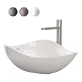 Modern White Washbasin Design with Silver Faucet Three Color Options Gray Dark Gray White