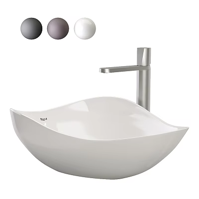 Modern White Washbasin Design with Silver Faucet Three Color Options Gray Dark Gray White 3d model