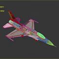 Gray Fighter Jet Model With Red Tail Pattern And Cockpit Design 3d model