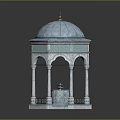 Octagonal Pavilion With Blue Textured Dome White Columns And Decorative Base 3d model