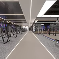Modern Fitness Gym Reception Area With Circular Lighting And Displays