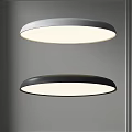 Pair Of Modern Round Flush Mount Ceiling Lights Gray And Black With White Illumination