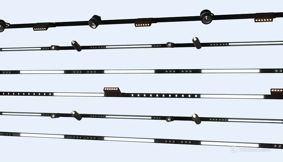 Modern LED Downlights And Spotlights With Multiple Styles And Sleek Black Design 3d model 