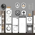 Modern Home Laundry Washing Machines With Various Stackable Styles And Accessories 3d model