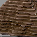 Layered Terraced Architectural Structure With Curved Wavy Design And Warm Brown Tones