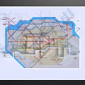 Detailed Transportation Route Map With Colorful Transit Lines and Marked Stations in Complex Interconnected Layout