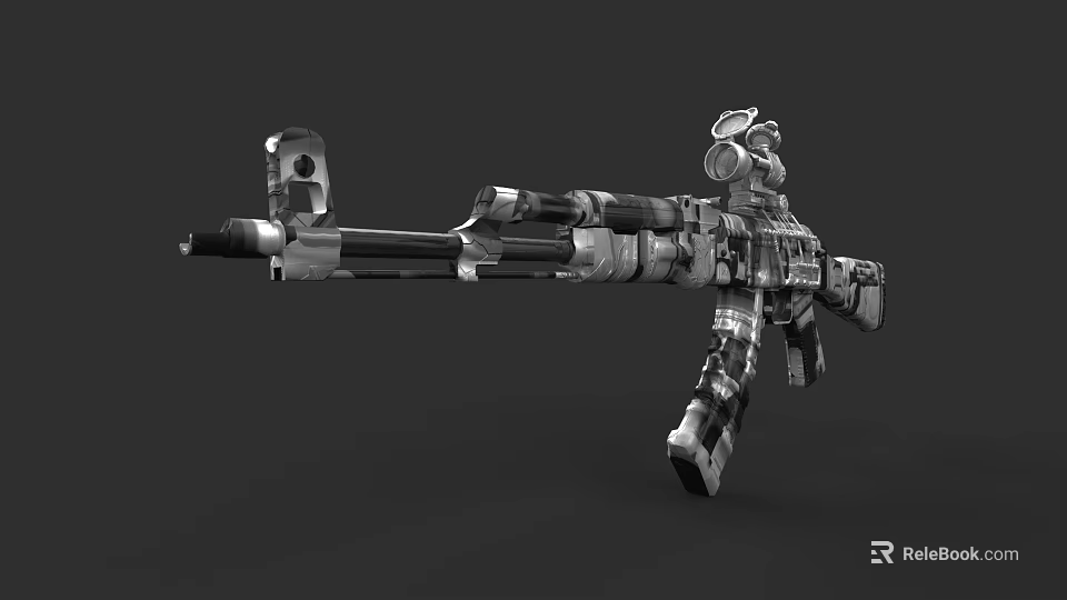Advanced Tactical Military Rifle With Scope And Modern Camouflage Design Metal Components 3d model 