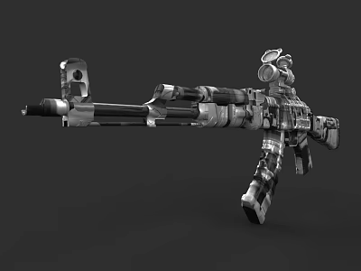Advanced Tactical Military Rifle With Scope And Modern Camouflage Design Metal Components 3d model