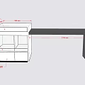 Dining Table Technical Drawing With Drawer Storage Cabinet And Measured Dimensions 3d model